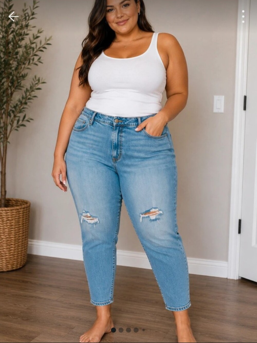 NWT Jessica Simpson Light Blue Distressed Cropped Wide Leg Stretch Jeans Sz 24W